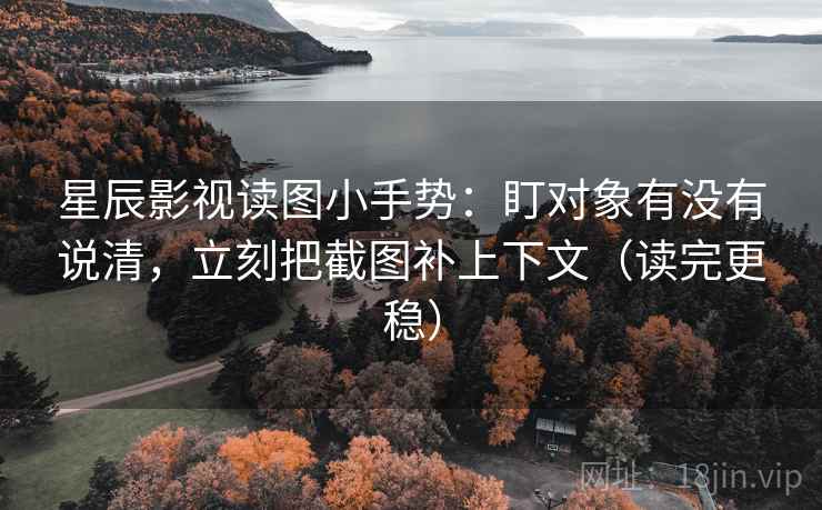 星辰影视读图小手势：盯对象有没有说清，立刻把截图补上下文（读完更稳）
